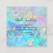 オパールの質感とフェイク金ゴールド詳細スクエアブシン スクエア名刺 (裏面)