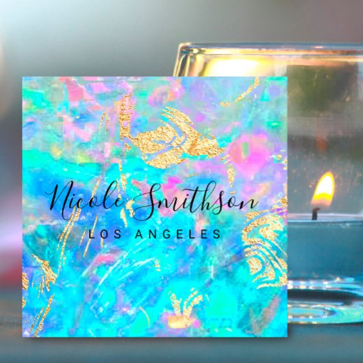 オパールの質感とフェイク金ゴールド詳細スクエアブシン スクエア名刺