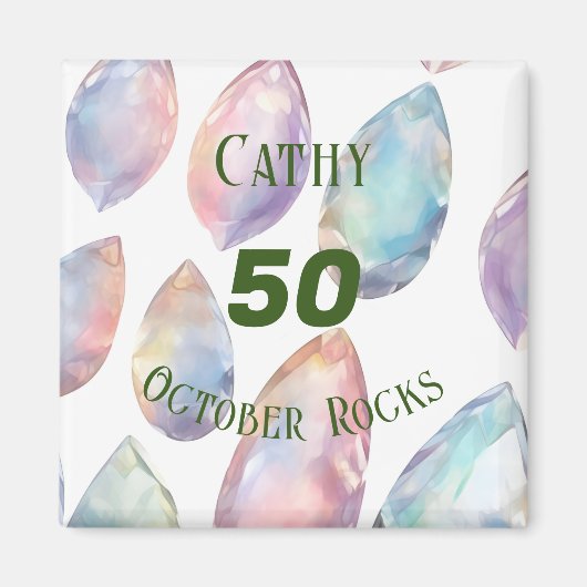 オパールをテーマにした10月誕生日記念日カスタム マグネット (正面)