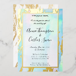 オパールエレガントゲモダンムストーン金ゴールド詳細 箔招待状