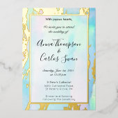 オパールエレガントゲモダンムストーン金ゴールド詳細 箔招待状 (正面)