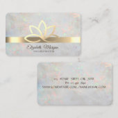 オパールエレガントホログラフィストライプー、金ゴールド、金ゴールドロータス 名刺 (正面/裏面)