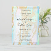 オパールエレガント宝石モダン(金ゴールド詳細Inv) 招待状 (スタンド正面)