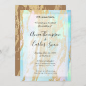 オパールエレガント宝石モダン(金ゴールド詳細Inv) 招待状 (正面/裏面)