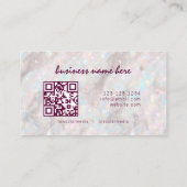 オパールカスタムストーンQRコードメイクアップアーティストエレガント 名刺 (裏面)