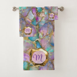 オパールカラフルおよび液体金ゴールドタオル バスタオルセット