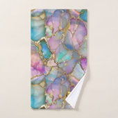 オパールカラフルおよび液体金ゴールドタオル バスタオルセット (ハンドタオル)