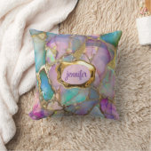 オパールカラフルおよび液体金ゴールドパーソナライズされた クッション (ブランケット)