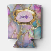 オパールカラフルおよび液体金ゴールドパーソナライズされた 缶クーラー (裏面)