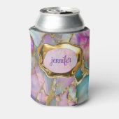 オパールカラフルおよび液体金ゴールドパーソナライズされた 缶クーラー (缶裏面)