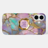 オパールカラフルおよび液体金ゴールド Case-Mate iPhoneケース (裏面 (横))