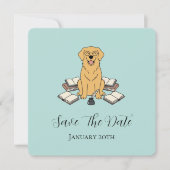 オパールカラーのスイートな学生の犬の卒業Save The Date セーブザデート (正面)