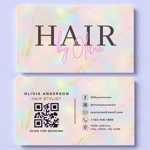 オパールゴールドラメQRコード ヘアスタイリスト モダン 名刺