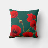 オパールシアン深いレッカラフルドポピフラワーフローラ クッション (裏面)