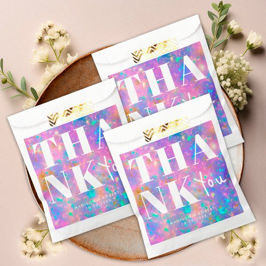 オパールスタイリッシュストーンモダンサンキューウェディングパーティー フェイバーバッグ