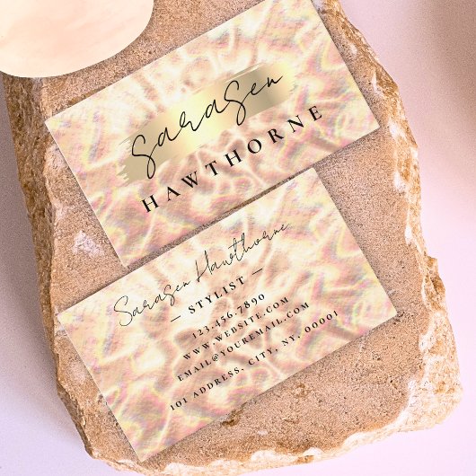 オパールストーンバラ金ゴールドブラシストロークラグジュアリー 名刺