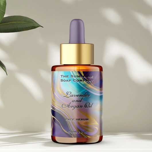 オパールストーン背景化粧品ドロッパーボトル ラベル