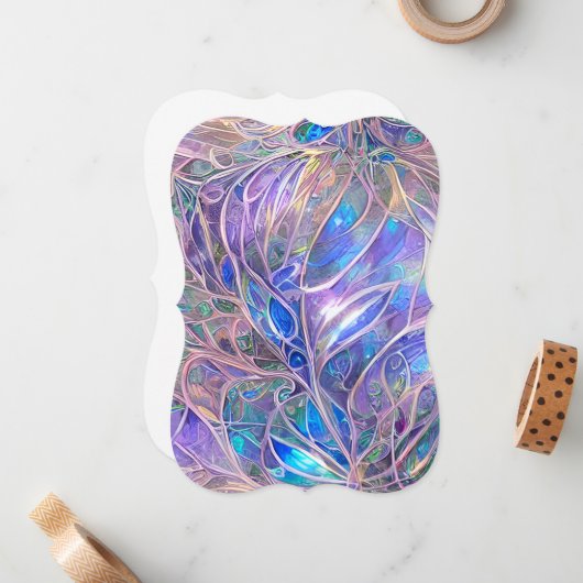 オパールセントエンジェルオーラサファイアアクアマリンとクアー ノートカード (正面/裏面インサイチュ)