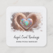 *~*オパールダブルハートQRエンジェルウィングAP78ホワイト スクエア名刺 (正面)