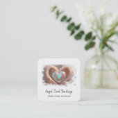 *~*オパールダブルハートQRエンジェルウィングAP78ホワイト スクエア名刺 (スタンド正面)