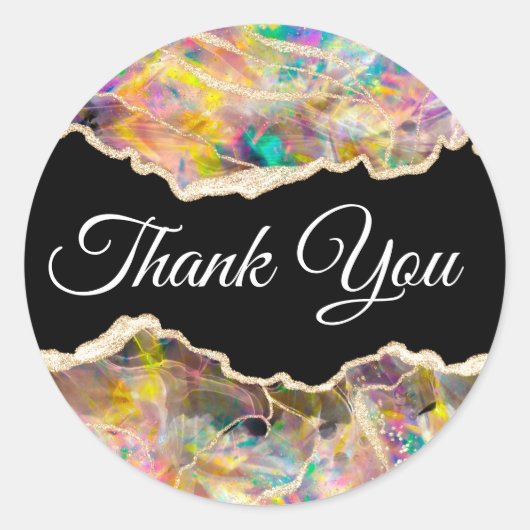 オパールデザインオンブラックサンキュー ラウンドシール (正面)