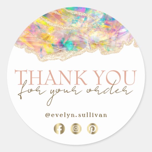 オパールデザイン感謝していおステッカー ラウンドシール (正面)