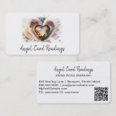 *~*オパールハートホワイト金ゴールドエンジェルウィングAP78 QR 名刺 (正面/裏面)