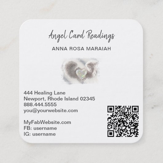 *~*オパールハートQRエンジェルウィングAP78ホワイトデリケート スクエア名刺 (裏面)