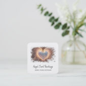 *~*オパールハートQR金ゴールドエンジェルウィングAP78ホワイト スクエア名刺 (スタンド正面)