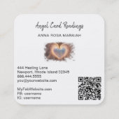 *~*オパールハートQR金ゴールドエンジェルウィングAP78ホワイト スクエア名刺 (裏面)