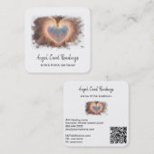 *~*オパールハートQR金ゴールドエンジェルウィングAP78ホワイト スクエア名刺 (正面/裏面)