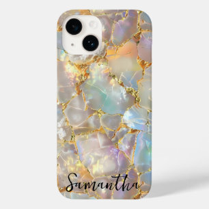 オパールフェイク宝石ミネラル金ゴールド石モダン石 Case-Mate iPhone 14ケース