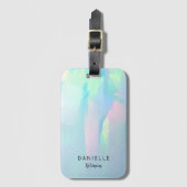 オパールブルーティール(緑がかった色)ラゲッジタグ ラゲッジタグ (正面縦)