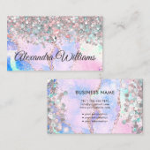 オパールモダン金ゴールドアガート型ホログラフィックグリッター 名刺 (正面/裏面)