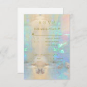 オパール宝石ウェディングセレブレーション出欠確認 招待状 (正面/裏面)