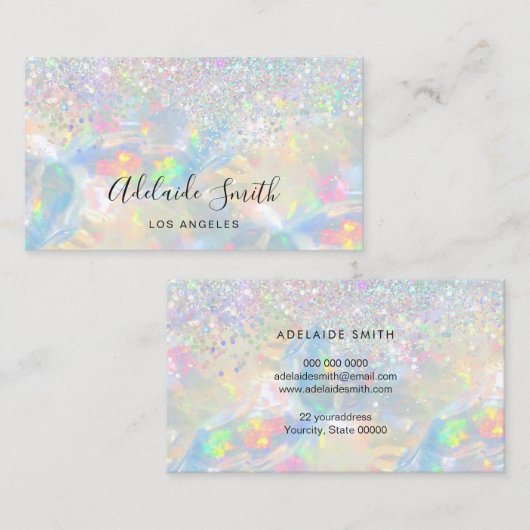オパール宝石フェイクグリッター 名刺 (正面/裏面)