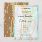 オパール宝石 エレガント モダン ゴールドディテール付き 招待状 (正面/裏面)