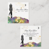 *~*オパール水晶金ゴールドグリッターQR女神 スクエア名刺 (正面/裏面)