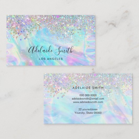 オパール石とフェイクグリッター 名刺 (正面/裏面)