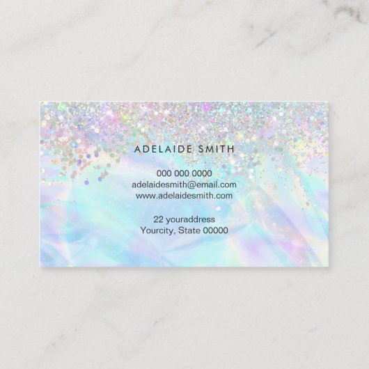 オパール石とフェイクグリッター 名刺 (裏面)