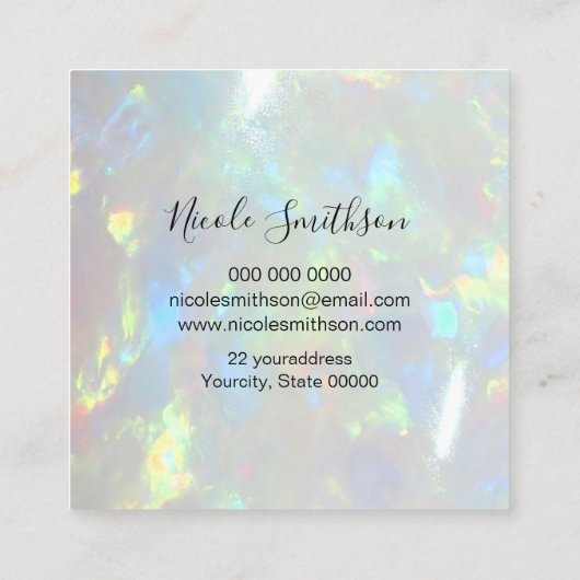 オパール石のテクスチャの背景 スクエア名刺 (裏面)