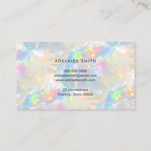 オパール石のテクスチャの背景 名刺 (裏面)