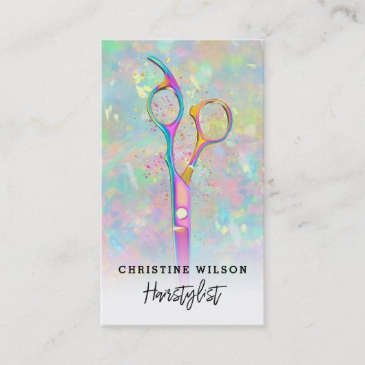 オパール石のヘアスタイルのはさみ 名刺 (正面)