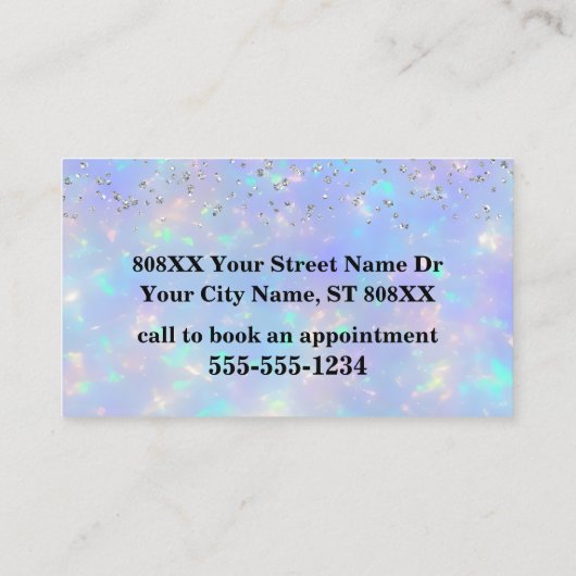 オパール石の上のサイキッククリスタルボールとグリッター 名刺 (裏面)