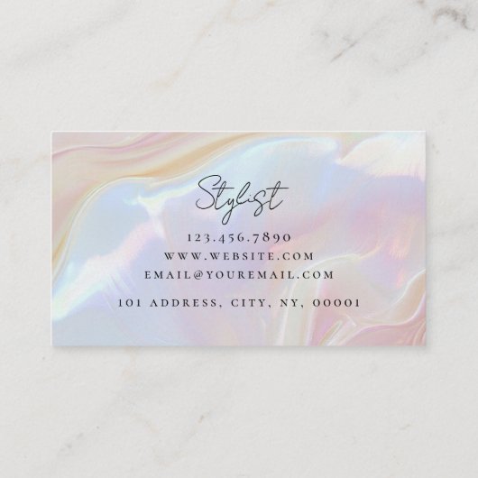 オパール石エレガントラグジュアリースクリプト名モノグラム 名刺 (裏面)