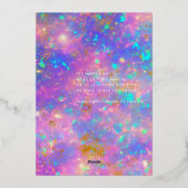 オパール石ミニマルモダンリストウェディング日付を保存 箔招待状 (裏面)