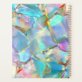 オパール背景上の白いスクリプト名，年 プランナー手帳 (裏面)