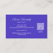 オパール虹色スクリプトバイオレットQRコード 名刺 (裏面)