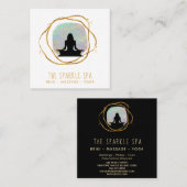 *~*オパール金ゴールドグリッターマインドフルな女性の瞑想 スクエア名刺 (正面/裏面)