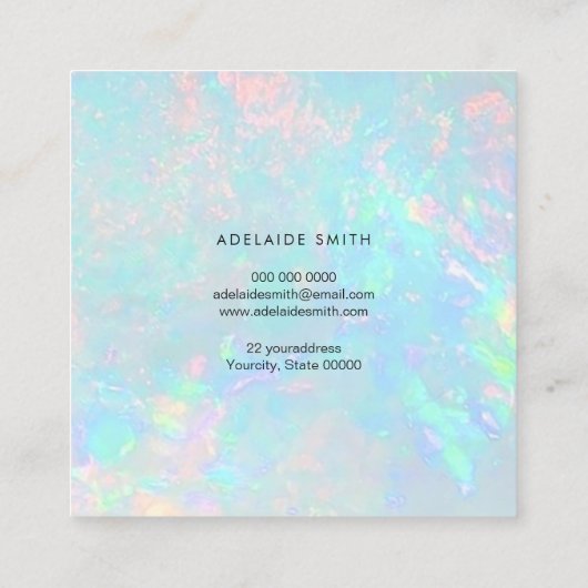 オパール鉱石写真 スクエア名刺 (裏面)